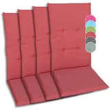 GO-DE Textil Bequeme und attraktive Polsterauflagen für Hochlehner-Gartenstühle (4er-Set, Uni rot, Hochlehner)
