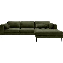 TRENDMANUFAKTUR Ecksofa TRENDMANUFAKTUR "Luzi, wahlweise mit Schlaffunktion & Bettkasten. OTTOs Choice, L-Form", grün (rain forest), B:280cm H:80cm T:168cm, 100% Polyester, Sofas, Ecksofa, Designsofa mit tollem Sitzkomfort, Metallfüße schwarz, Breite 280 cm
