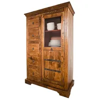 MASSIVMOEBEL24.DE Oxford Vitrine Akazie 95x45x147, Farbe:Hellbraun lackiert, Größe:95x45x147 cm