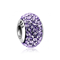 Nenalina Charm-Einhänger Kugel Bead Violett Kristalle 925 Silber lila