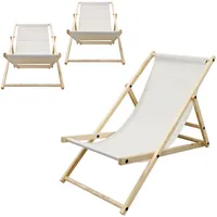 ECD Germany 3Er Set Liegestuhl Klappbar Beige aus Holz
