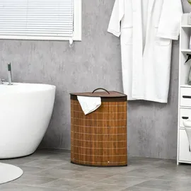 Homcom Wäschekorb 55L Wäschesammler mit Griffen, herausnehmbarer Wäschesack, Eck Wäschetonne Laundry Baskets für Waschküche Badezimmer Schlafzimmer Braun