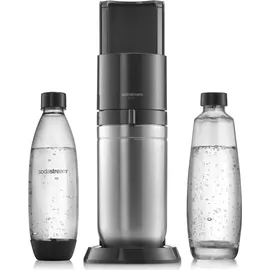 Sodastream Duo schwarz + Glaskaraffe + PET-Flasche + Zylinder