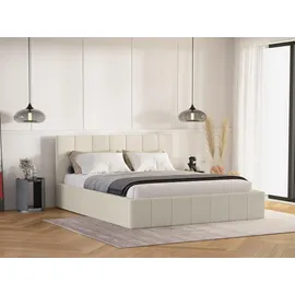 FEDVE Polsterbett, Beige, Textil, 140x200 cm, Schlafzimmer, Betten, Polsterbetten