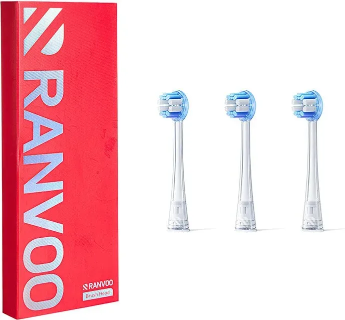 RANVOO AirJet II Original Ersatzkopf, Verbesserter Jet Clean, MAX Plaque-Entfernung, Conada-zertifiziert, Weiß für Erwachsene, Zahnfleischschutz, Zahnspangen, 3er-Pack, Hochleistungsreinigung