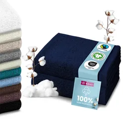 Set Handtücher Baumwolle Plain Design - Farbe: Dunkelblau, Größe: 90x200