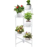 MIIWWOWO 5 Etagen Metall Pflanzenständer Blumenständer Pflanzenregal Blumenregal Indoor Plant Stand Mehrstöckig Pflanzenregal Blumenregal Pflanzentreppen für Outdoor Balkon Garten (Weiß)