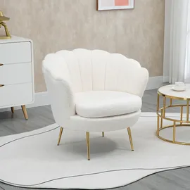Homcom Polstersessel Weiß Kunststoff, 79x77x77 cm, Wohnzimmer, Sessel Polstersessel