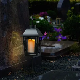 MARELIDA LED Mini Kerze für Innen und Außen H: 10cm D: 5cm Timer Sensor bis 750h weiß