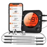 BFOUR Küche Bluetooth Fleischthermometer Digitales Fleischthermometer mit 6 Temperaturfühler Grillthermometer mit Alarm, Bratenthermometer für Grill Ofen Räucherofen