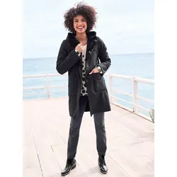 Wintermantel HEINE, Damen, Gr. 38, schwarz, 100% Polyester, Pelzimitat:100% Polyester, unifarben, unifarben mit Farbeinsatz, unifarben mit Farbeinsätzen, Mäntel