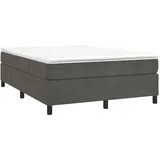 vidaXL Boxspringbett mit Matratze Dunkelgrau 140x200 cm Samt