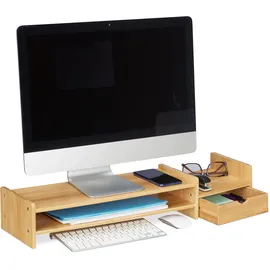 Relaxdays Monitorständer Bambus HBT: 12x70x19cm Braun