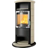 Kaminofen HARK 17 NH GT FlameKat 7 kW - Ofenkacheln: quarz-weiss - Korpus: graphit/verchromt