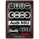 Nostalgic-Art Retro Blechschild, 30 x 40 cm Audi – Logo Evolution – Geschenk-Idee für Auto Zubehör Fans, aus Metall, Vintage-Design zur Dekoration,