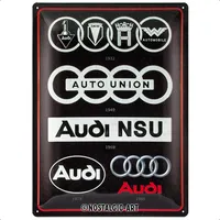 Nostalgic-Art Retro Blechschild, 30 x 40 cm Audi – Logo Evolution – Geschenk-Idee für Auto Zubehör Fans, aus Metall, Vintage-Design zur Dekoration,