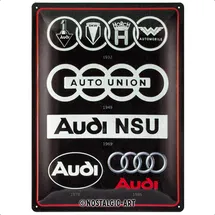Nostalgic-Art Retro Blechschild, 30 x 40 cm Audi – Logo Evolution – Geschenk-Idee für Auto Zubehör Fans, aus Metall, Vintage-Design zur Dekoration,