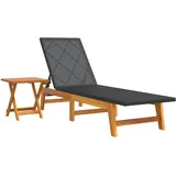 vidaXL Sonnenliege mit Tisch Poly Rattan und Massivholz Akazie