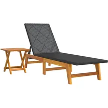 vidaXL Sonnenliege mit Tisch Poly Rattan und Massivholz Akazie