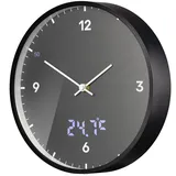 Bresser Wanduhr MyTime mit LED-Sekunden-/Temperaturanzeige Ø 24 cm Anthrazit
