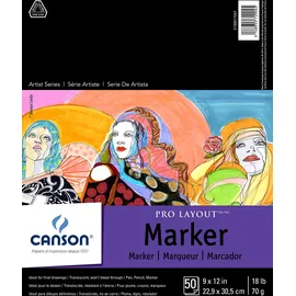 Canson Artist Series Pro Layout-Markerpapier, Faltblock, 22,9 x 30,5 cm, 50 Blatt (70 g) – Künstlerpapier für Erwachsene und Studenten
