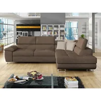 Mirjan24 Ecksofa Cotere, L-Form Eckcouch mit Schlaffunktion und Bettkasten (Matana 19 + Matana 17, Seite: Rechts) - Braun/Beige