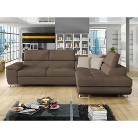 Mirjan24 Ecksofa Cotere, L-Form Eckcouch mit Schlaffunktion und Bettkasten (Matana 19 + Matana 17, Seite: Rechts) - Braun/Beige