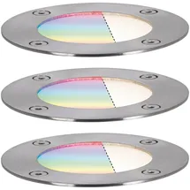 Paulmann Bodeneinbaustrahler Aluminium 10,5 cm IP65 3er Set silber