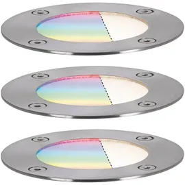 Paulmann Bodeneinbaustrahler Aluminium 10,5 cm IP65 3er Set silber
