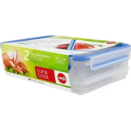 Emsa Frischhaltedose Clip & Close blau 8,6 cm hoch 1,0 l + 1,65 l 2-tlg.