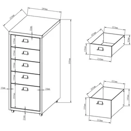 [en.casa] Kökar Schubladenschrank 69 cm x 28 cm x 41 cm gelb