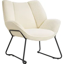 Tectake Sessel Kjeld Bouclé 73 x 72 x 81 cm Creme mit verstellbarer Rückenlehne