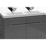 Villeroy & Boch Subway 2.0 Waschtischunterschrank, 4 Auszüge, Waschbecken mittig, 1287x590x449mm, A91710VM, Farbe: Soft Grey, Griff chrom glänzend