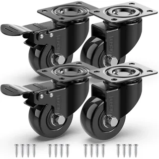 GBL 4x Möbelrollen Schwerlast mit 2 Bremsen - Rollen für Möbel - Schwerlastrollen mit Bremse - 50mm x 200kg Schwerlastrollen - Lenkrollen Transportrollen Laufrollen