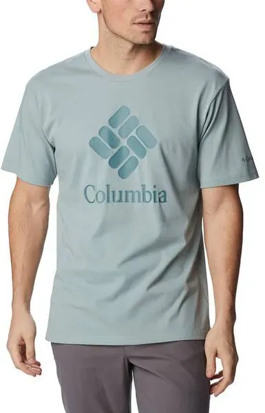 COLUMBIA Herren Shirt Pacific Crossing II Graphic, Niagara, CSC Stacked Logo Graphic, S