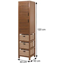 Mendler Teak-Hochschrank HWC-M84, Badschrank Highboard, hochwertiges B-Grade-Teak (Kernholz, 20-30 Jahre) 120x40x40cm