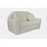 FORTISLINE Kindersofa Kindersofa aus Teddy-Stoff mit Verlängerung - Klappsofa, Spielsofa, ausklappbar beige