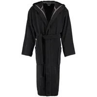 Cawö Herrenbademantel Herren Bademantel, Baumwolle, Kapuze, Gürtel, Frottee Qualität schwarz XXL