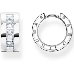THOMAS SABO Paar Creolen »schwarze Steine pavé, weiße Steine Pavé, CR670-051-14, CR670-643-11«, mit Zirkonia (synth.) THOMAS SABO silberfarben-weiß + kristallweiß