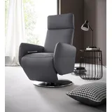 Relaxsessel SIT & MORE "Kobra", grau (anthrazit), B:71cm H:112cm T:82cm, Luxus-Kunstleder, NaturLEDER (echtes Rindsleder), Luxus-Microfaser (100% Polyester), Sessel, in Größe L, wahlweise mit Motor und Aufstehhilfe