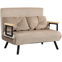 Homcom Schlafsofa Klappbett mit Bettfunktion Verstellbarer Rückenlehne Hellbraun