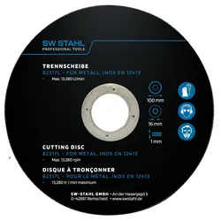 SWSTAHL Trennscheibe für Metall, 100 x 1,0 16 mm, 10 Stück Trennscheibe, Winkelschleifer  82317L