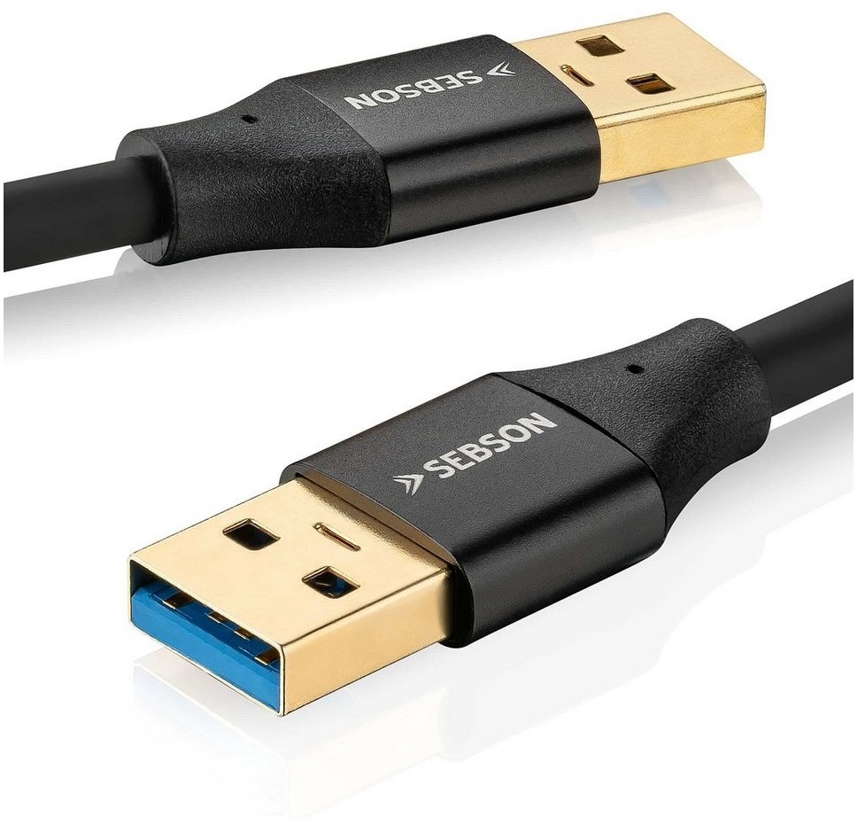 SEBSON USB Kabel 5m - Typ A auf A - USB 3.0 - 5 Gbit/s Datenübertragung Smartphone-Kabel, (500 cm) schwarz