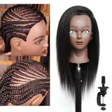 Ineffable 16" Trainingskopf Schaufensterpuppenkopf mit Echthaar Puppenkopf mit Haaren 100% Echthaar Schaufensterpuppenkopf Puppentrainingskopf mit freiem Klemmhalter (C14)