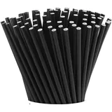125 Stück Cocktail Strohhalme, Schwarz Papier Trinkhalm, 1 Styles Papier Strohhalme für Hochzeit, Geburtstag, Party, Cocktail Deko
