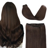 SURNEL Echthaar Tressen Zum Einnähen 40 cm Hair Extensions Echthaar Tressen Dunkelstes Braun Remy Haarbündel Unsichtbare Haarverlängerungen 80g Double Weft #2 (Tressen#2-16zoll)