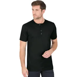 T-Shirt TRIGEMA "TRIGEMA T-Shirt mit Knopfleiste DELUXE Baumwolle", Herren, Gr. 4XL, schwarz, 100% Baumwolle, klassisch, Kurzarm, Shirts