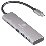 Renkforce RF-USBH-300 5 Port USB-C® (USB 3.2 Gen 1) Multiport Hub mit Aluminiumgehäuse, USB-C® PD Ladeanschluss Grau
