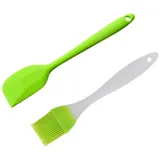 1 Stück Silikonschaber, Hitzebeständige Silikon Spate, Teigschaber Silikon, Backen Kochen Silikon Küchenutensilien, Mit 1pc Silikon Grillpinsel, Bratenpinsel, Küchenpinsel, Für Kochen, Backen (Grün)