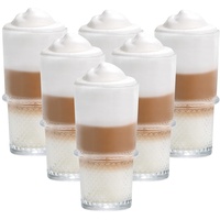 Vitrea 6er Set Latte Macchiato/Kaffee-Gläser - 350ml, 6 Glas Trinkhalme 23 cm, 1 Bürste (New York)